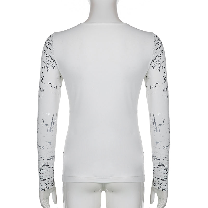 Rhinestone Graphic Print T-shirt Retro Harajuku Fairycore Grunge Slim Fit Pullovers Tees y2k Aesthetic Vintage Gothic Tos Women