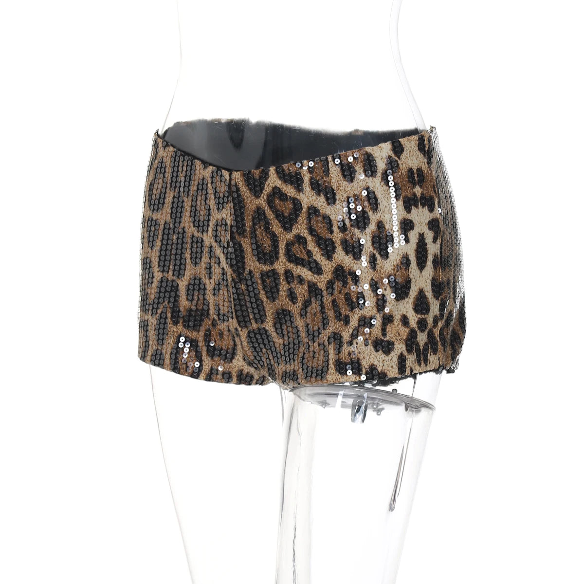 Dulzura Women’S Leopard Sequins Slim Shorts Sexy Casual Clothes For Ladies Party Club Streetwear Autumn Winter