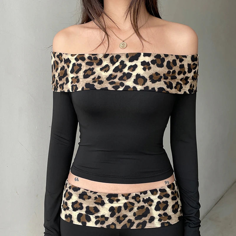 SUCHCUTE Leopard Print Patchwork Skinny Shorts Y2K Aesthetic 2000s Elastic Waist Bottoms Women Fashion Grunge Fairycore Clothes