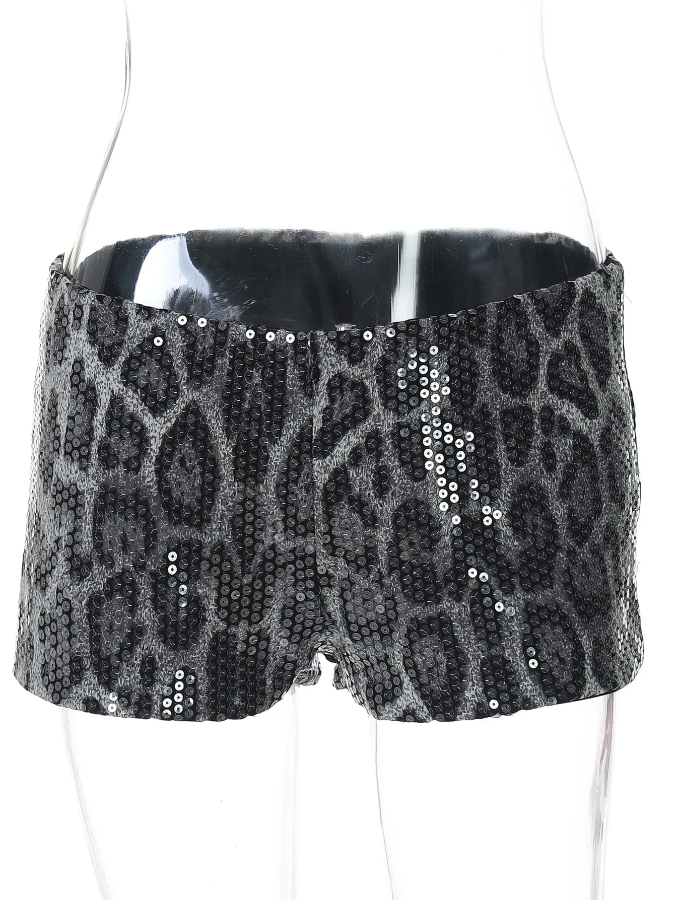 Dulzura Women’S Leopard Sequins Slim Shorts Sexy Casual Clothes For Ladies Party Club Streetwear Autumn Winter