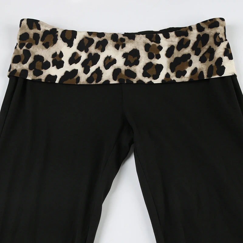 SUCHCUTE Leopard Print Patchwork Skinny Shorts Y2K Aesthetic 2000s Elastic Waist Bottoms Women Fashion Grunge Fairycore Clothes