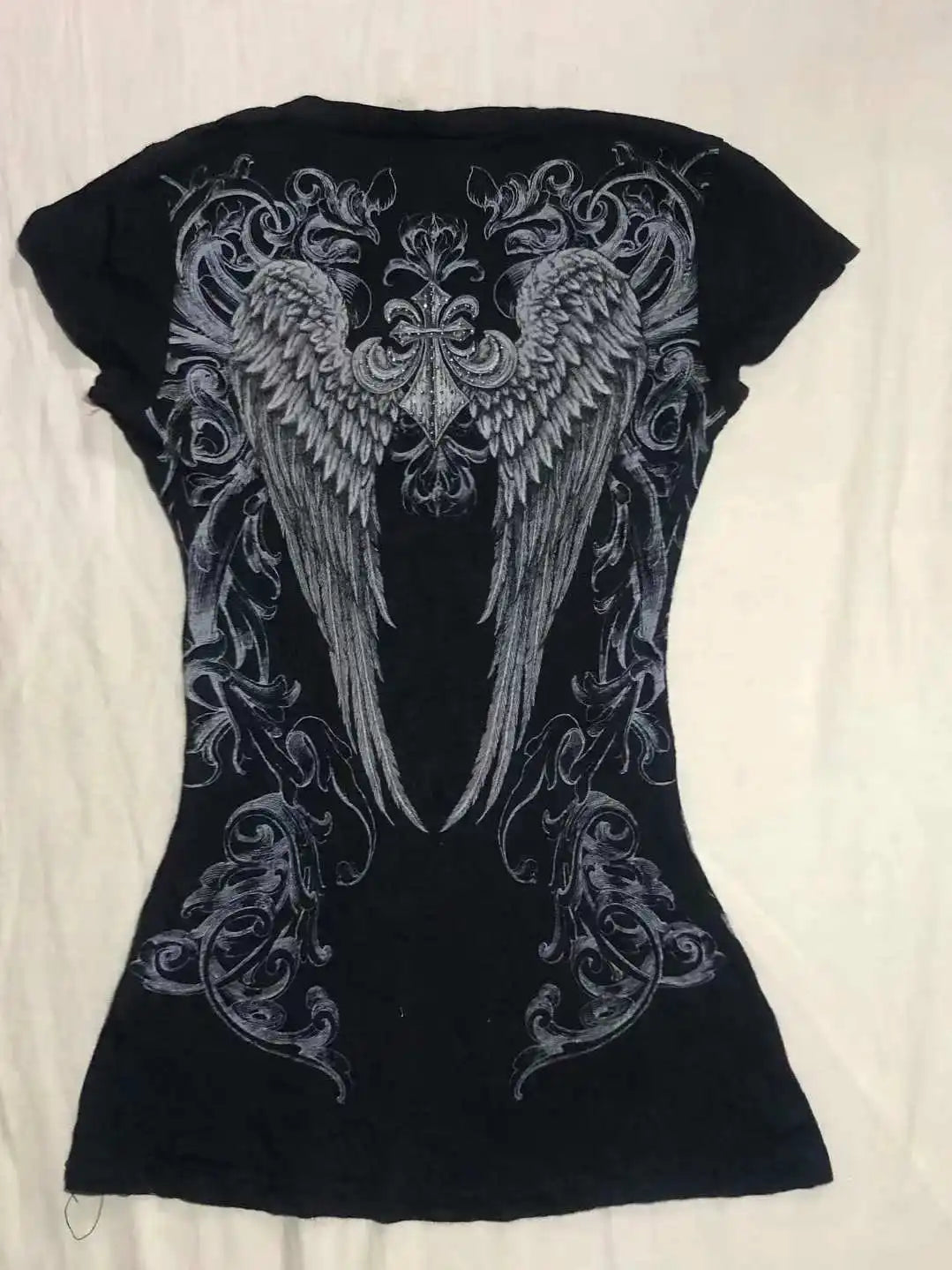 Y2k Crop Top Punk Graphic T-shirts Street Hot Girl 2000s Clothes Sweet Slim Tees Harajuku Summer Women's Top Gothic Shirt emo