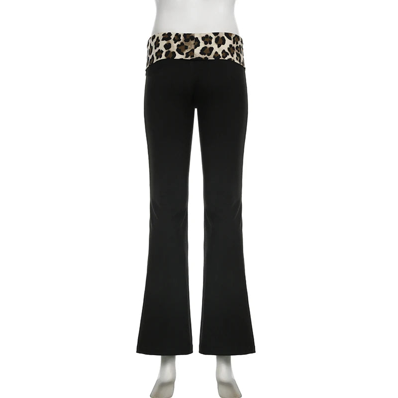 SUCHCUTE Leopard Print Patchwork Skinny Shorts Y2K Aesthetic 2000s Elastic Waist Bottoms Women Fashion Grunge Fairycore Clothes