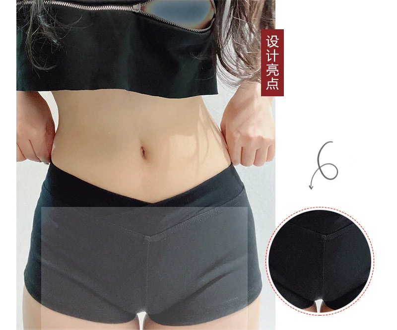 WOMENGAGA Simple Black Dance Fitness Running Ultra Short Sports Casual Shorts Female Summer Tight Low Waist Sexy Korean US8F