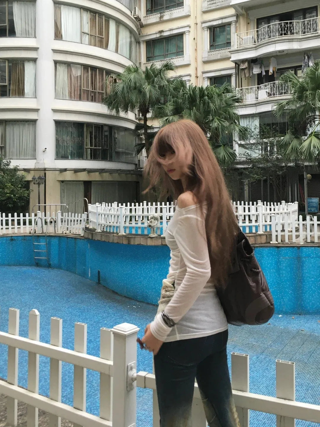 Karrram Japanese Y2k Off Shoulder Tops Vintage 2000s Style Knitted T-shirt Harajuku Flower Print Long Sleeve Sheer Tops American