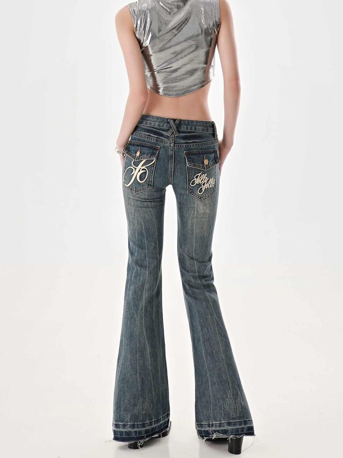 American High Street Spicy Girls Low Waist Jeans Women Autumn Vintage Y2k Design Sense Slim Fit Straight Tube Micro Flare Pants