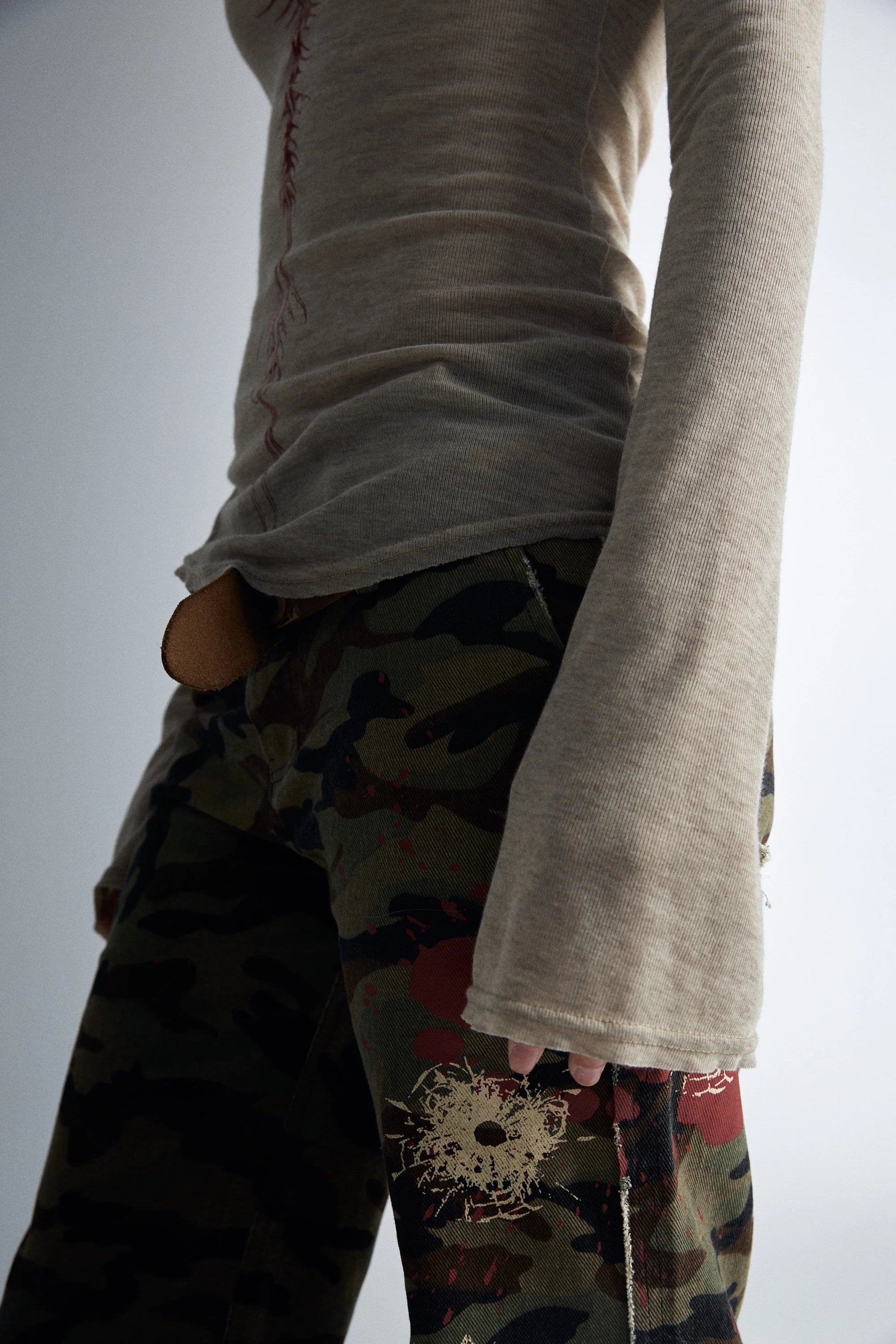 Karrcat Grunge Aesthetics Knitted Tops Vintage Tattoo Print T-shirt Wasteland Punk Irregular Tee Shirt Gothic Y2k Streetwear Alt