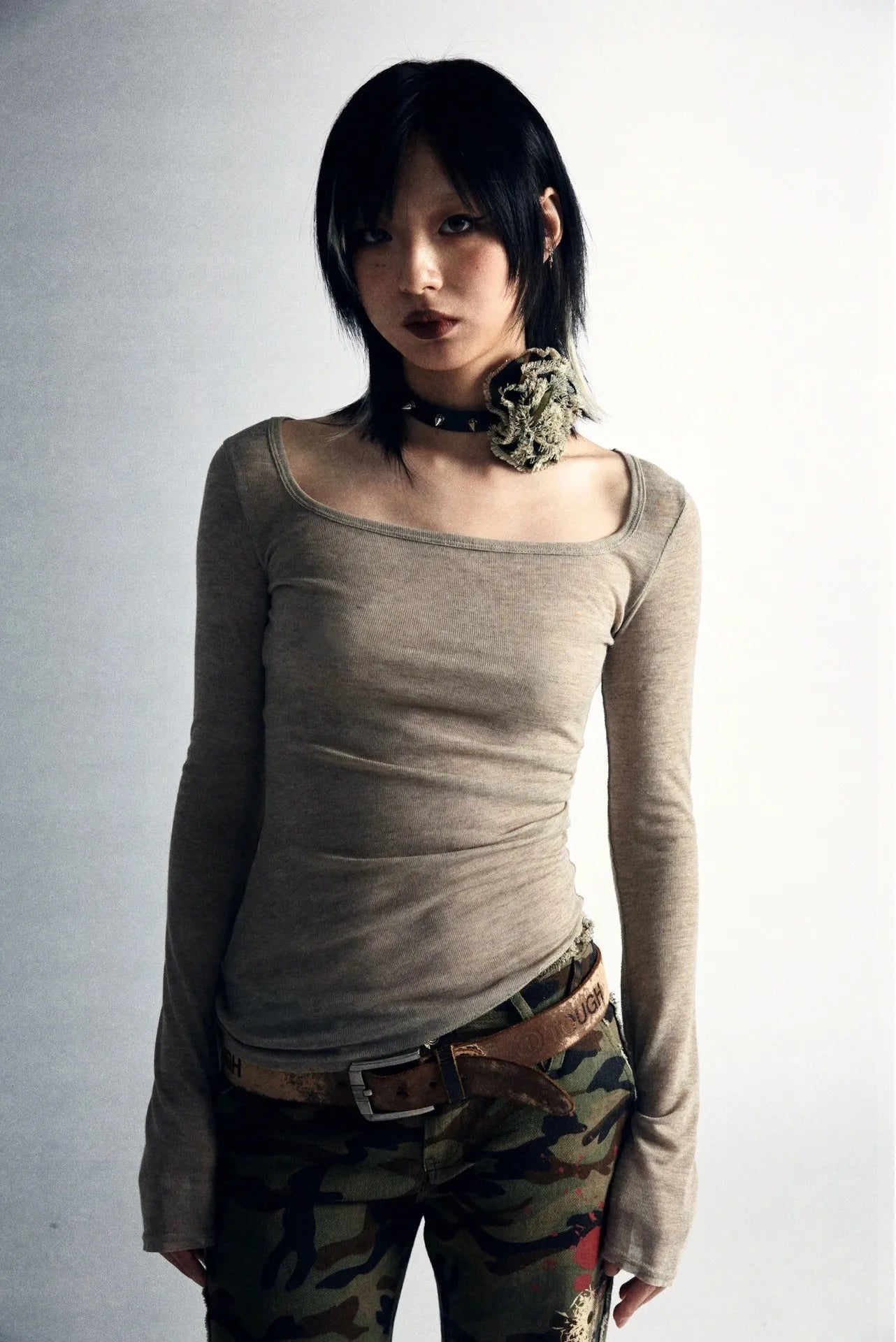 Karrcat Grunge Aesthetics Knitted Tops Vintage Tattoo Print T-shirt Wasteland Punk Irregular Tee Shirt Gothic Y2k Streetwear Alt