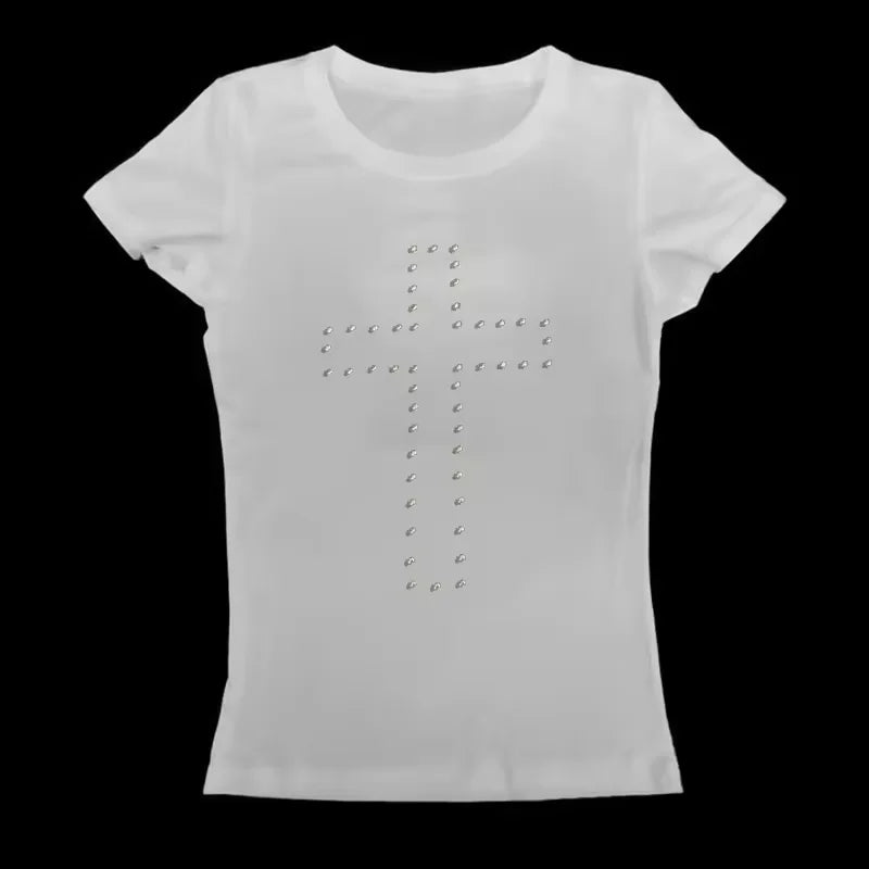 Woman Clothes Vintage Women's 2000s Y2k Tops Corset Emo Summer Aesthetic Women's Blouses Harajuku With RhinestoneCrop Top