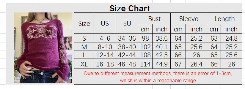 Rhinestone Graphic Print T-shirt Retro Harajuku Fairycore Grunge Slim Fit Pullovers Tees y2k Aesthetic Vintage Gothic Tos Women