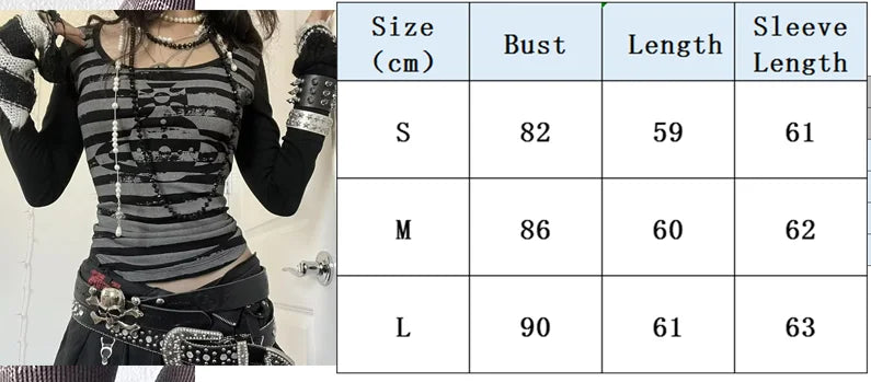 Rhinestone Graphic Print T-shirt Retro Harajuku Fairycore Grunge Slim Fit Pullovers Tees y2k Aesthetic Vintage Gothic Tos Women