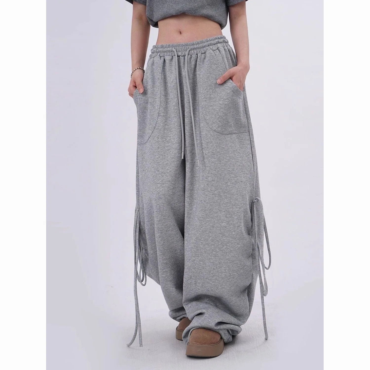 Harajuku Contrast Color Stripe Wide Leg Trousers Vintage Grunge Loose Knitted Casual Pant Y2k Aesthetic Women Straight Pants