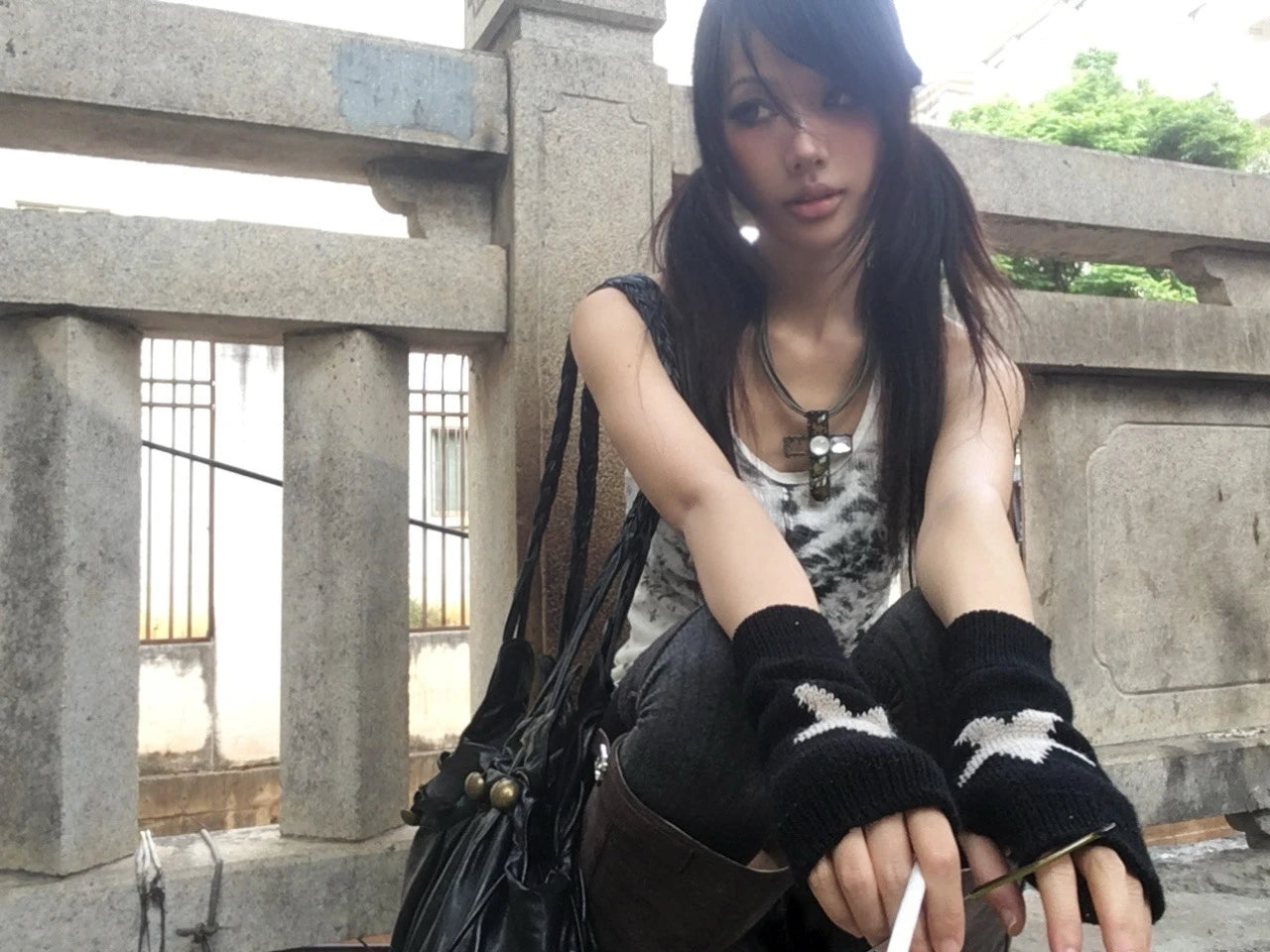 Karrcat Grunge Aesthetics Tie Dye Tank Top Trashy 2000s Style Long Tanktop Japanese Y2k Sleeveless Top Gothic Vintage Streetwear