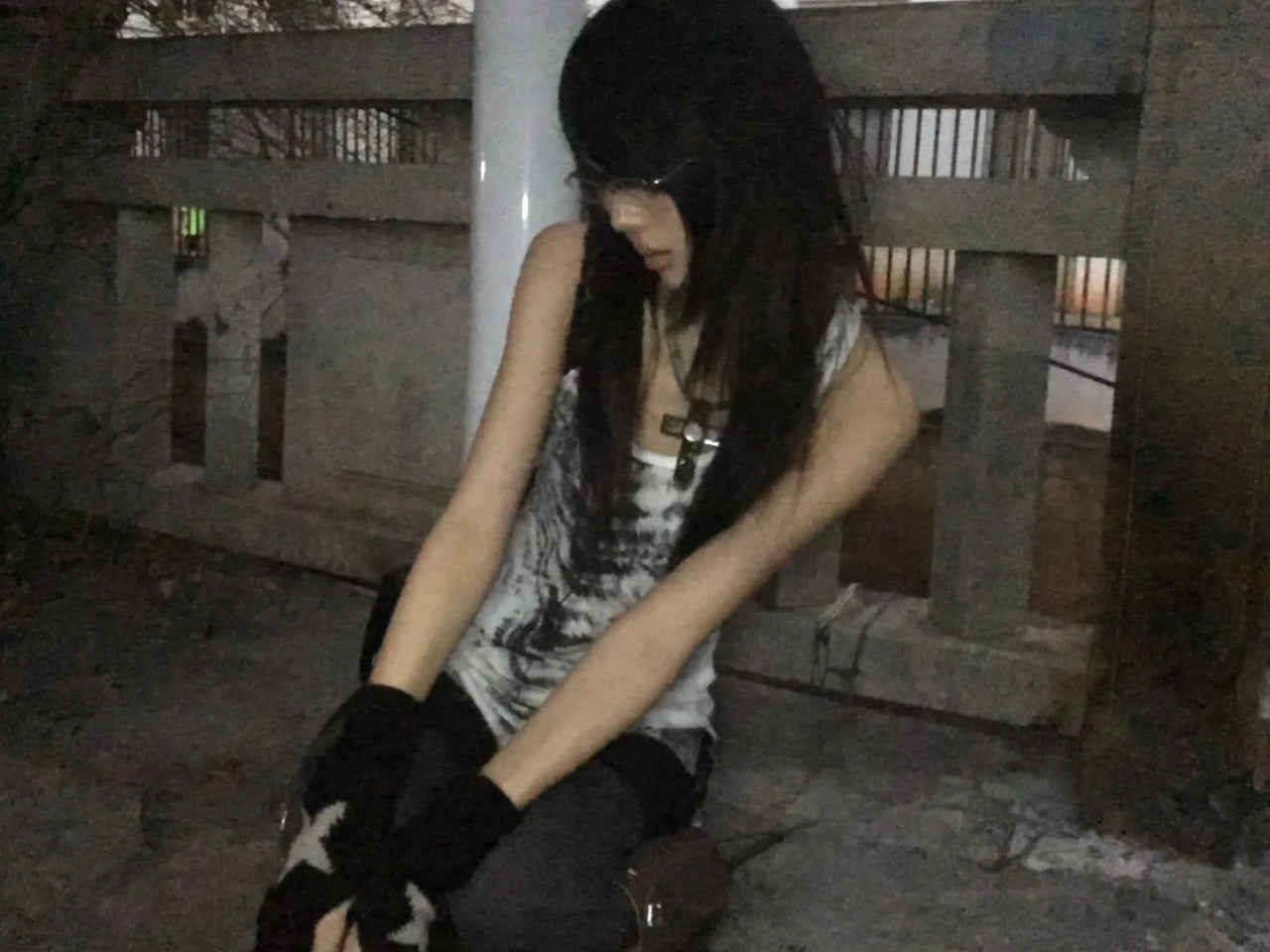 Karrcat Grunge Aesthetics Tie Dye Tank Top Trashy 2000s Style Long Tanktop Japanese Y2k Sleeveless Top Gothic Vintage Streetwear